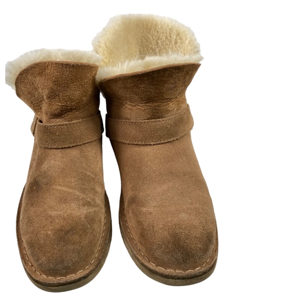 UGG Zariyah Boots Bootie Womens 6 Fold Down Shearling Suede Tan Brown - Picture 3 of 11